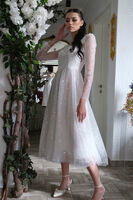 Beyaz Kare Yaka Pul Payetli Midi Boy Abiye 6502491.15 - 1