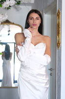Beyaz Taş Detaylı Drapeli Straplez Saten Abiye 9705556.15 - 7