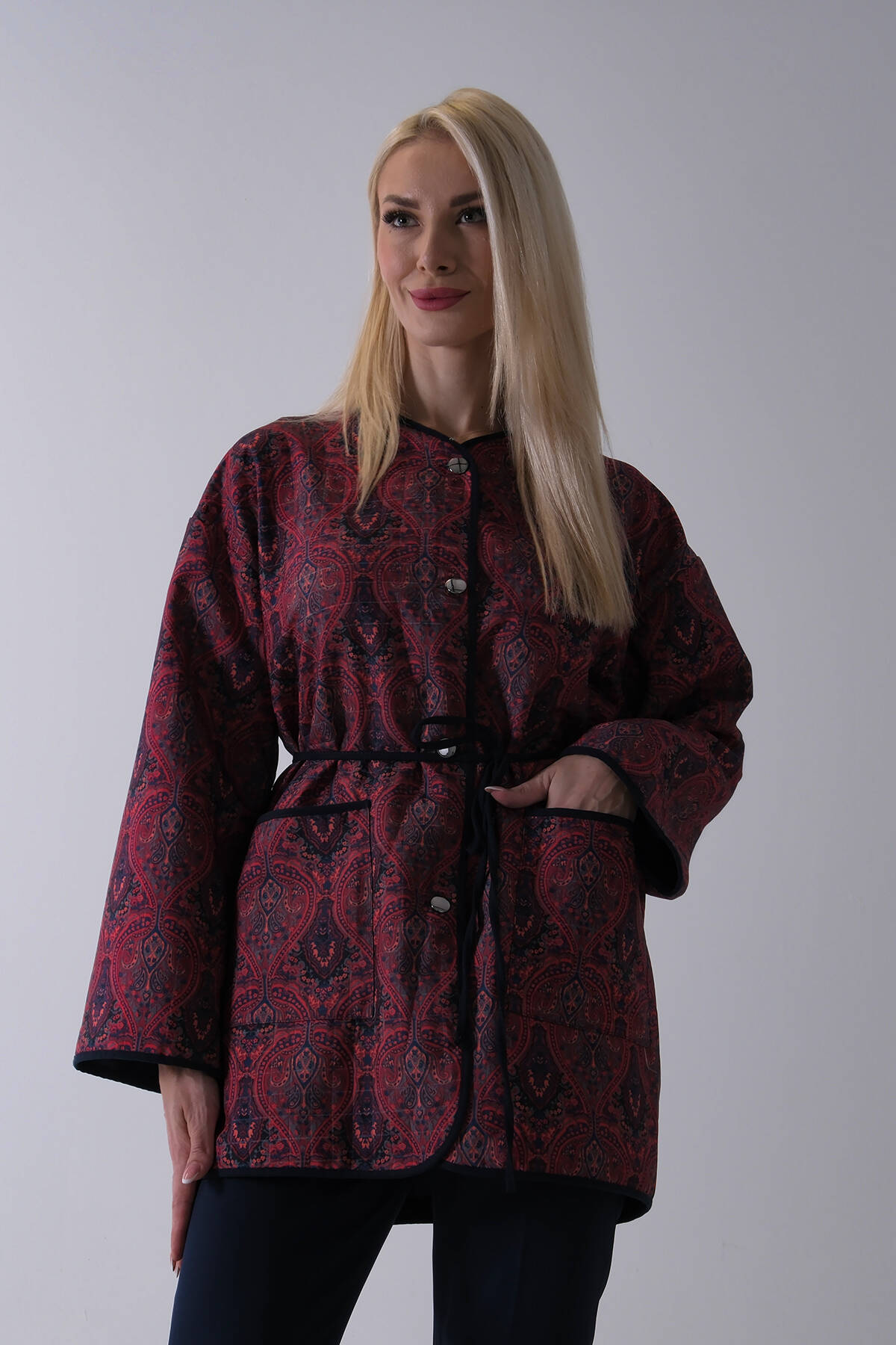 Bordo Astarlı Biye Detaylı Cepli Kapitone Ceket 31050766.04 - Ardanewline (1)