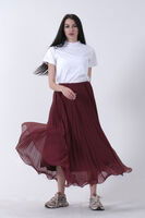 Bordo Astarlı Piliseli Etek 4594046.04 - 4