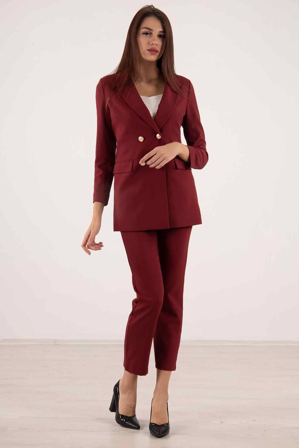 Bordo Blazer Ceket Pantolon İkili Takım 0106305.04 - Ardanewline