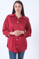 Bordo Gömlek Yaka Desenli Saten Tunik 45951991.04 - 2