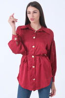 Bordo Gömlek Yaka Desenli Saten Tunik 45951991.04 - 4