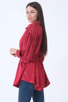 Bordo Gömlek Yaka Desenli Saten Tunik 45951991.04 - 5