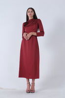 Bordo Kalem Kesim Çiçek Detaylı Saten Tesettür Abiye 4593298.04 - 7