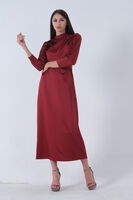 Bordo Kalem Kesim Çiçek Detaylı Saten Tesettür Abiye 4593298.04 - 8