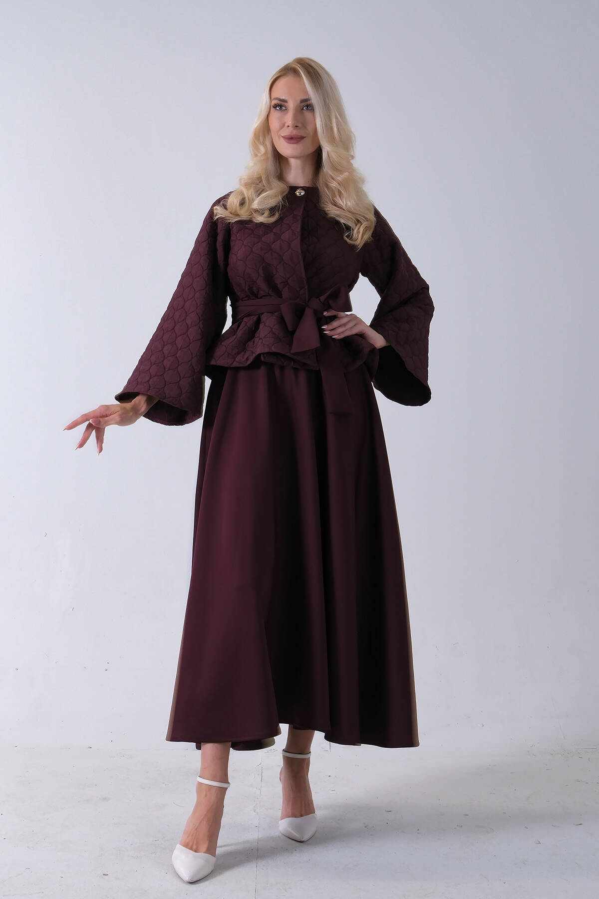 Bordo Kapitone Desenli Ceket Etekli Scuba Takım 5303163.04 - Ardanewline (1)
