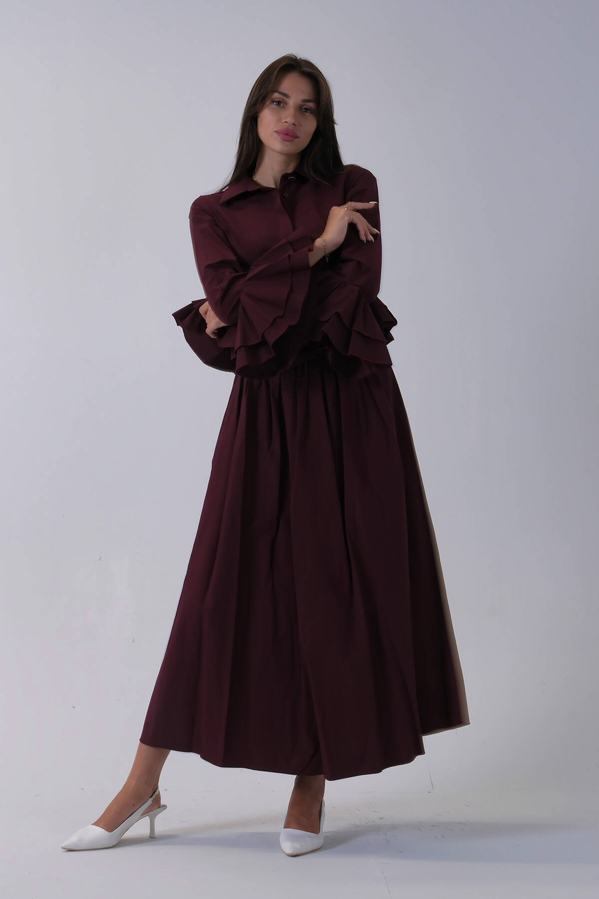 Bordo Kat Kat Bluz Detaylı Etekli Takım 5303148.04 - Ardanewline (1)
