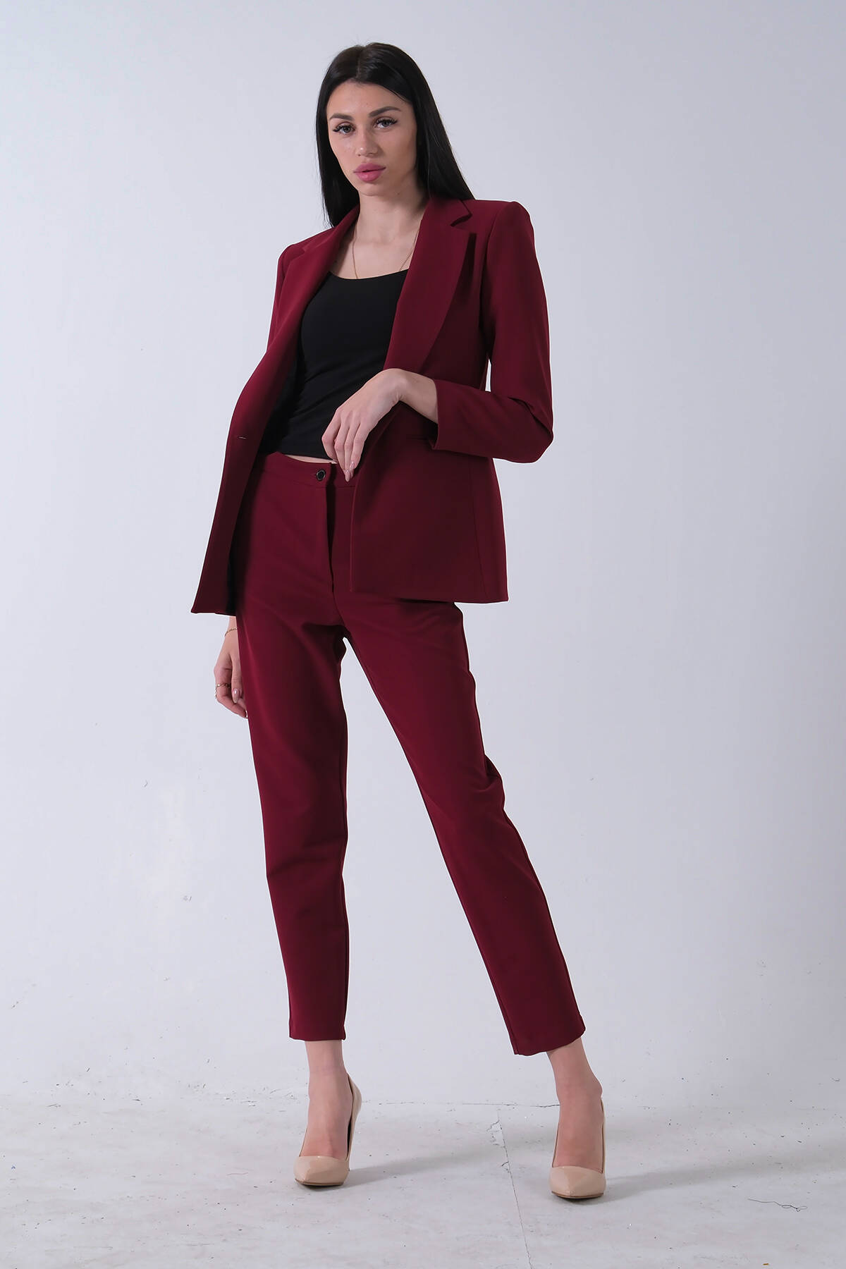 Bordo Klasik Yaka Ceketli Takım 0106309.04 - Ardanewline