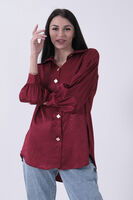 Bordo Üzeri Desenli Gold Düğme Detaylı Tunik 45951993.04 - 4
