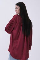 Bordo Üzeri Desenli Gold Düğme Detaylı Tunik 45951993.04 - 5