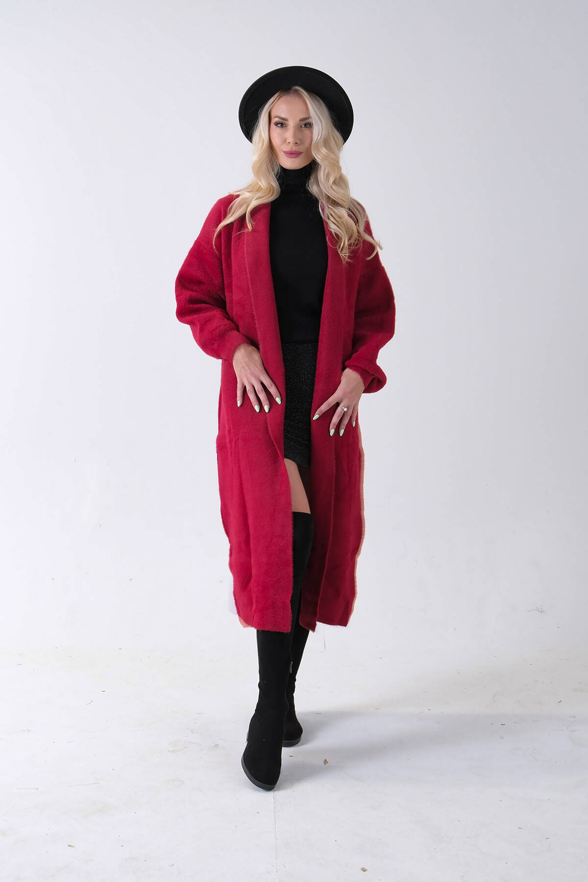 Bordo Uzun Triko Hırka 46892476.04 - Ardanewline