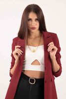 Bordo Vatkalı Astarlı Blazer Ceket 0105110.04 - video
