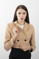 Camel Astarlı Crop Blazer Ceket 0105118.09 - 1