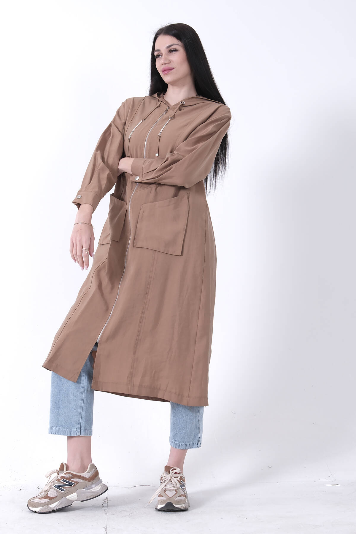 Camel Çift Cep Detaylı Fermuar Kapamalı Kapüşonlu Kap 44510684.09 - Ardanewline (1)