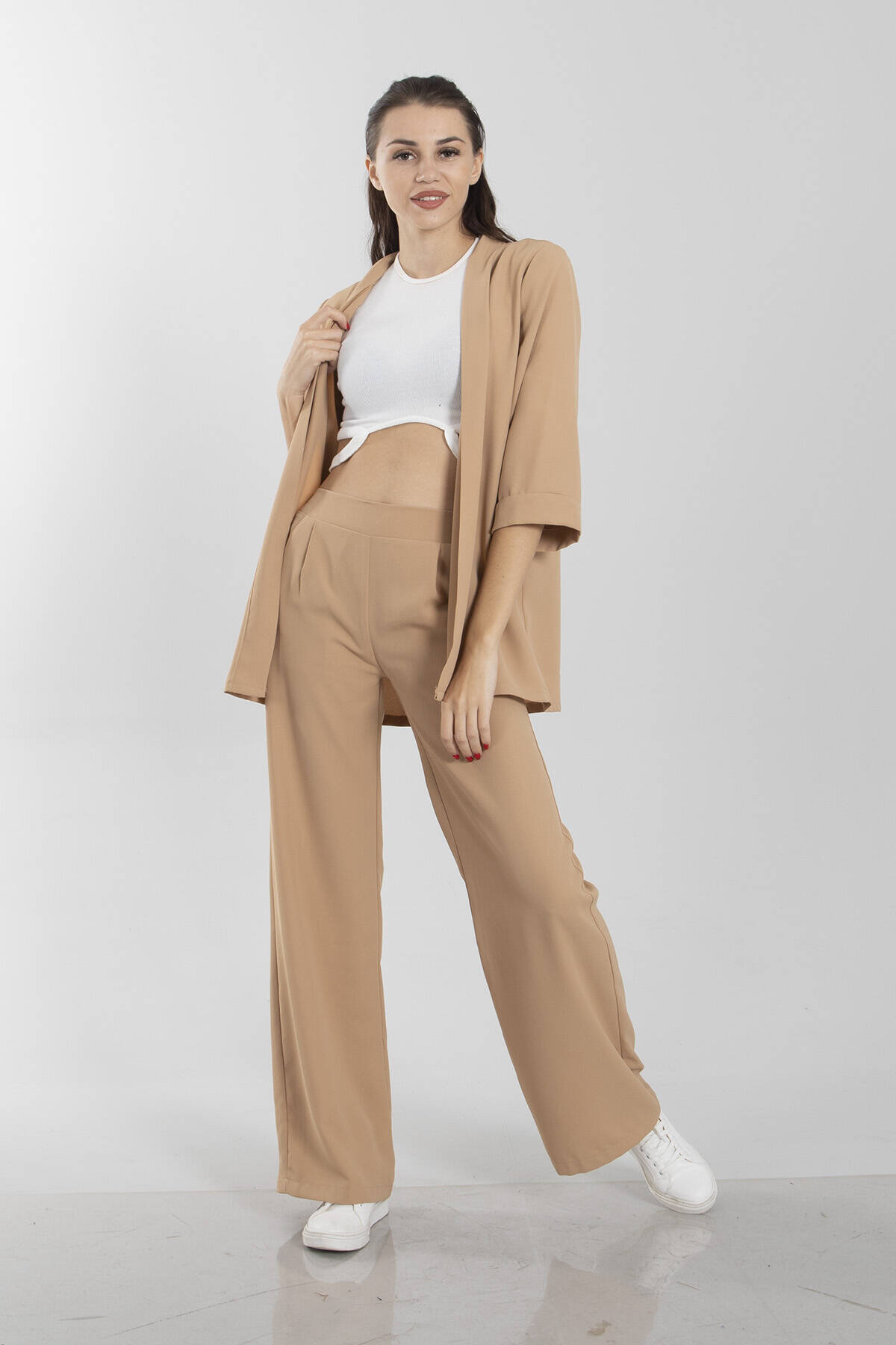 Camel Kimono Pantolon İkili Krep Takım 0106314.09 - Ardanewline