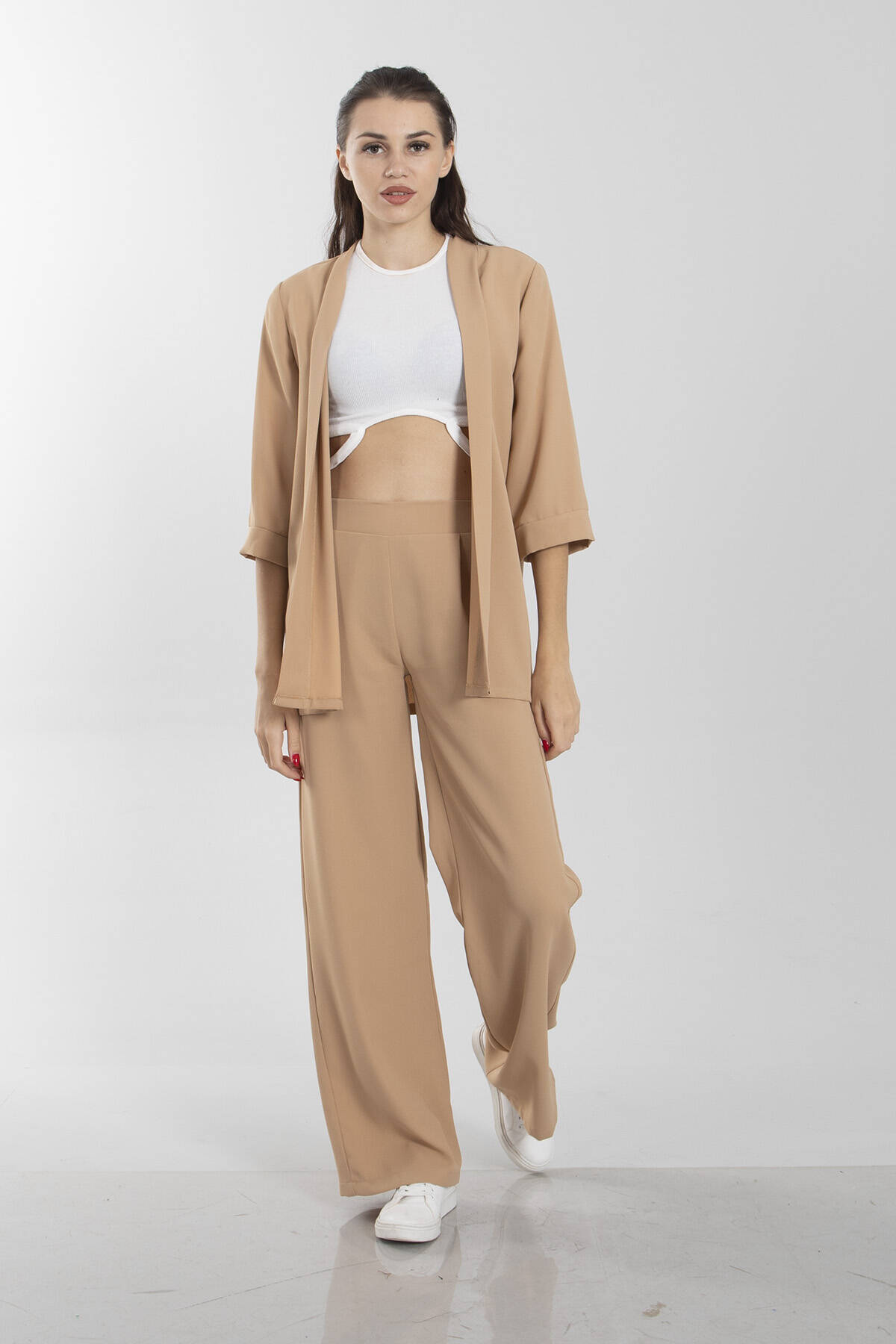 Camel Kimono Pantolon İkili Krep Takım 0106314.09 - Ardanewline (1)