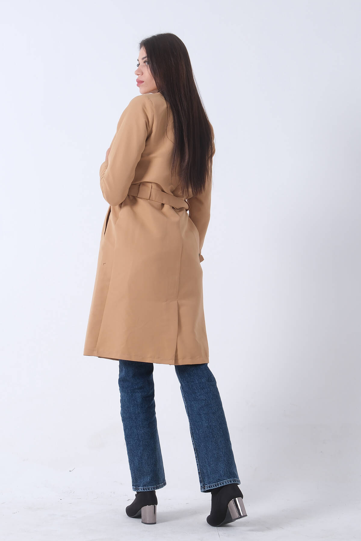 Camel Klasik Modern Kuşaklı Düğmeli Trençkot 4595040.09 - Ardanewline (1)