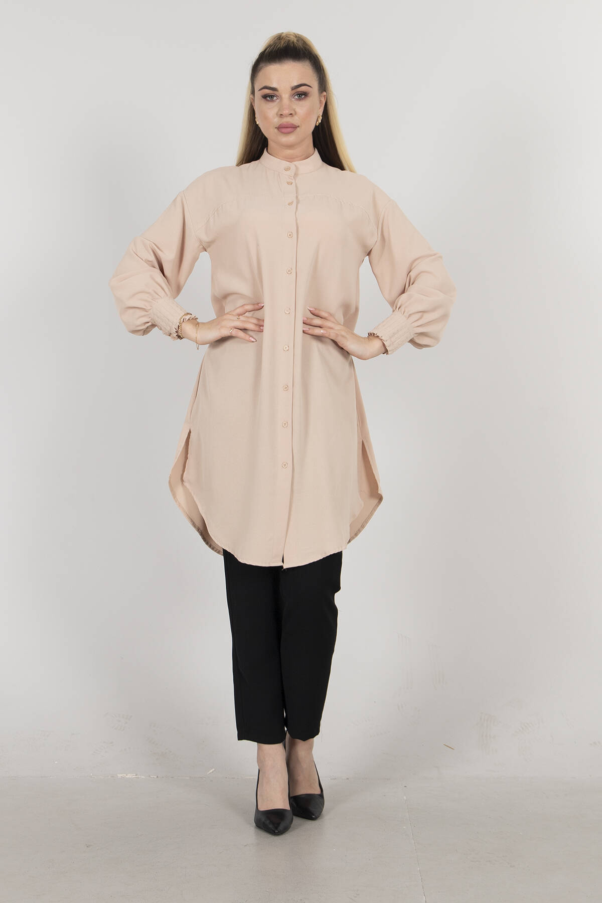 Camel Kol Ucu Fırfırlı Gömlek Tunik 44510291.09 - Ardanewline (1)