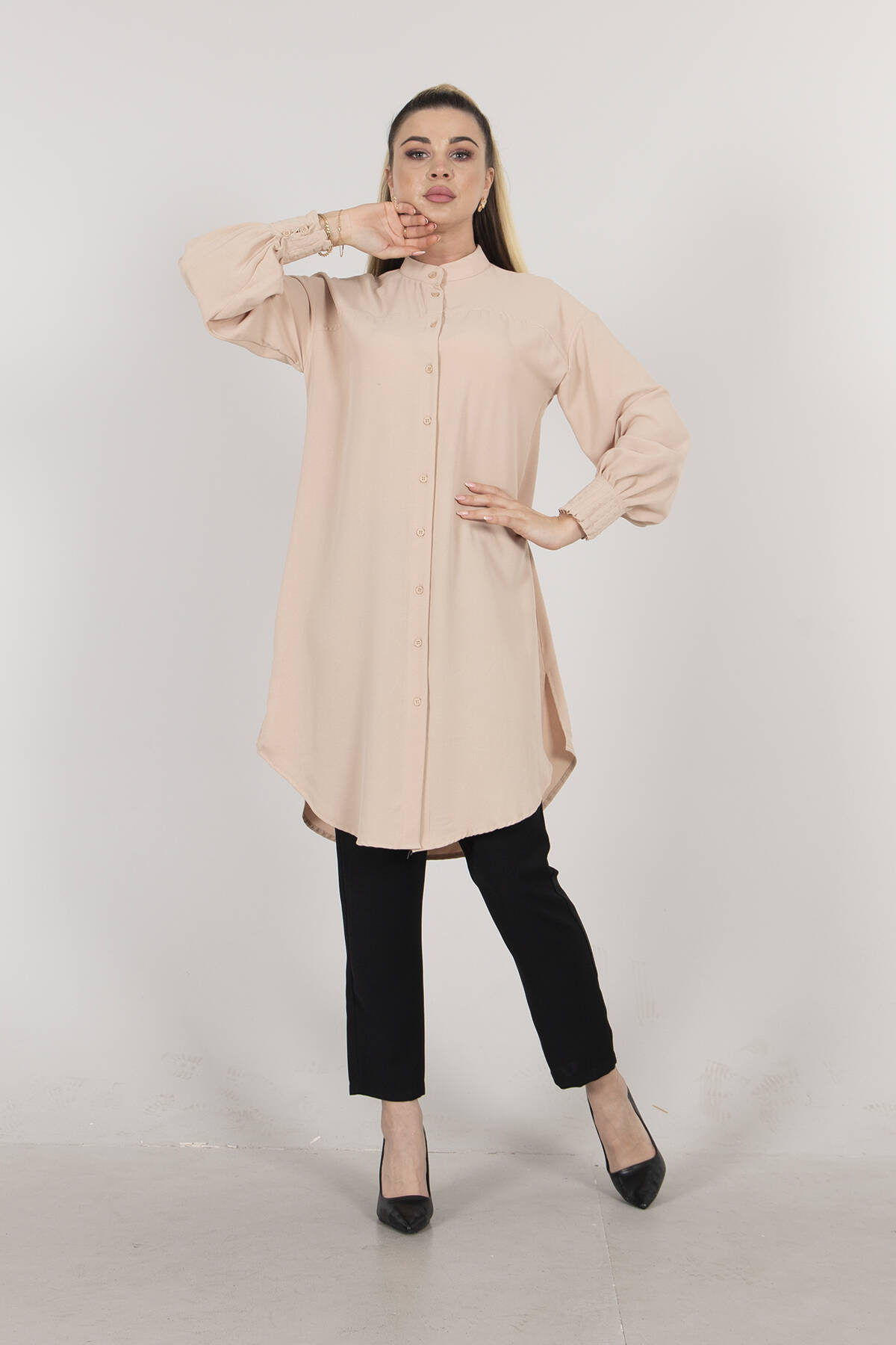 Camel Kol Ucu Fırfırlı Gömlek Tunik 44510291.09 - Ardanewline