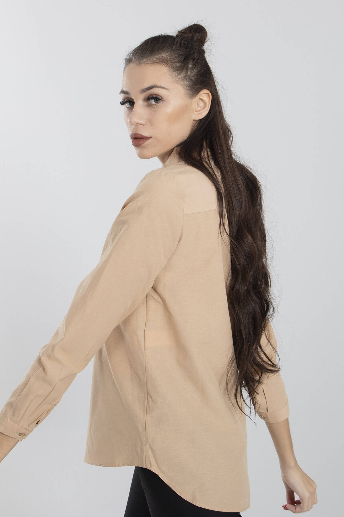 Camel Uzun Kol Düğme Kapamalı Gömlek 382462.09 - Ardanewline (1)