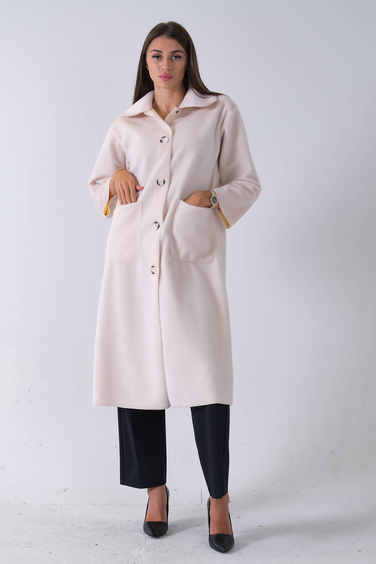 Ekru Bebe Yaka Çift Cepli Kaban 31050686.147 - Ardanewline (1)