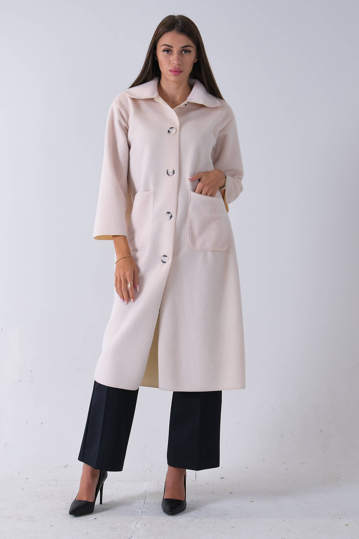 Ekru Bebe Yaka Çift Cepli Kaban 31050686.147 - Ardanewline