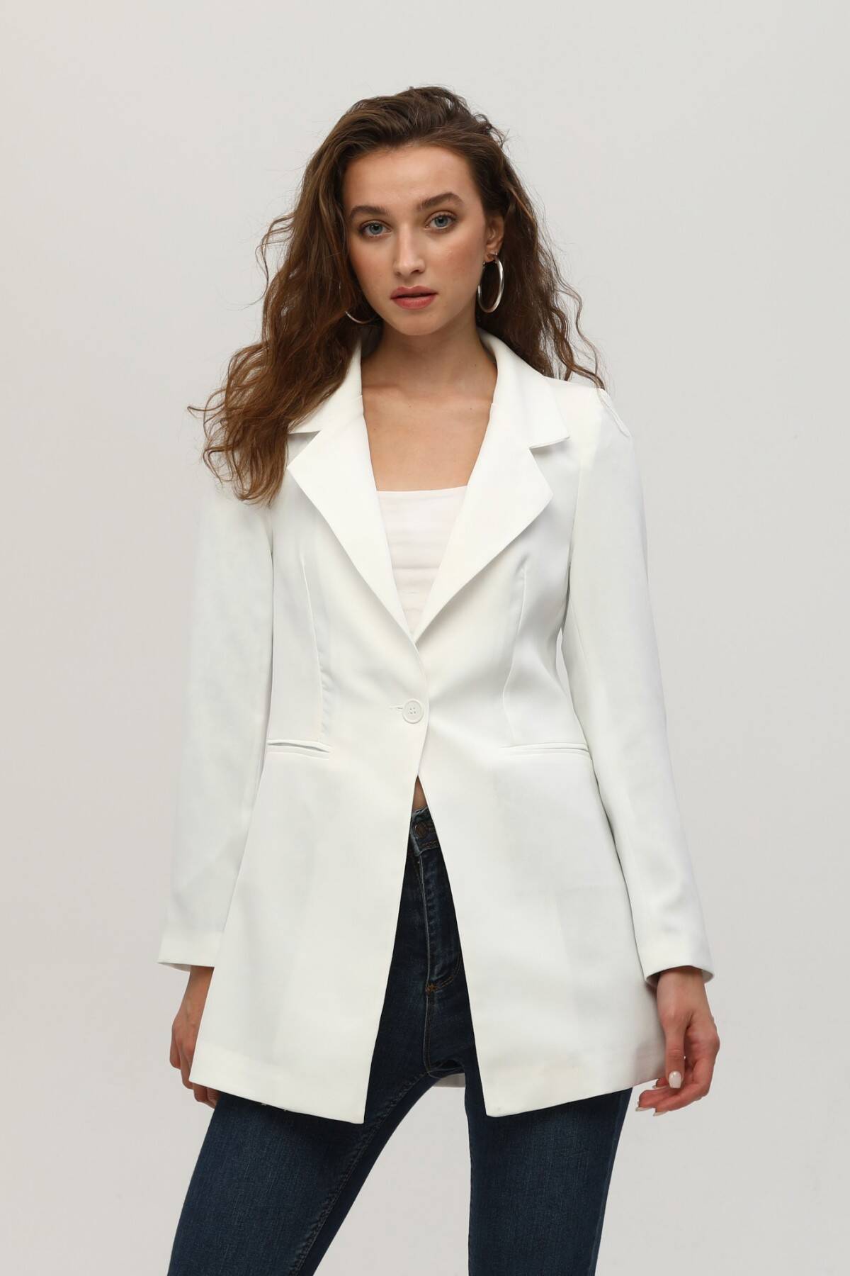 Ekru Leopar Astar Detaylı Krep Blazer Ceket 0105120.147 - Ardanewline