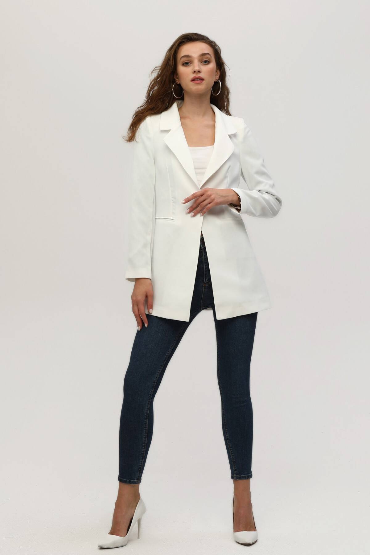 Ekru Leopar Astar Detaylı Krep Blazer Ceket 0105120.147 - Ardanewline (1)