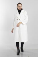Ekru Önden Düğmeli Oversize Örme Kaşe Kaban 0108068.147 - 7