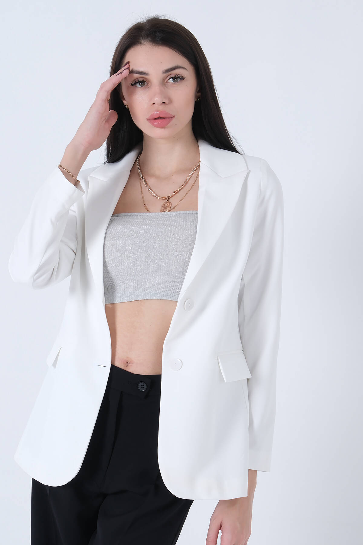 Ekru Vatkalı Astarlı Blazer Ceket 0105110.147