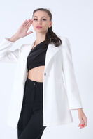 Ekru Zebra Astar Detaylı Krep Blazer Ceket 01051201.147 - 1