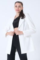 Ekru Zebra Astar Detaylı Krep Blazer Ceket 01051201.147 - 2