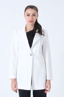 Ekru Zebra Astar Detaylı Krep Blazer Ceket 01051201.147 - 3