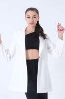 Ekru Zebra Astar Detaylı Krep Blazer Ceket 01051201.147 - 4
