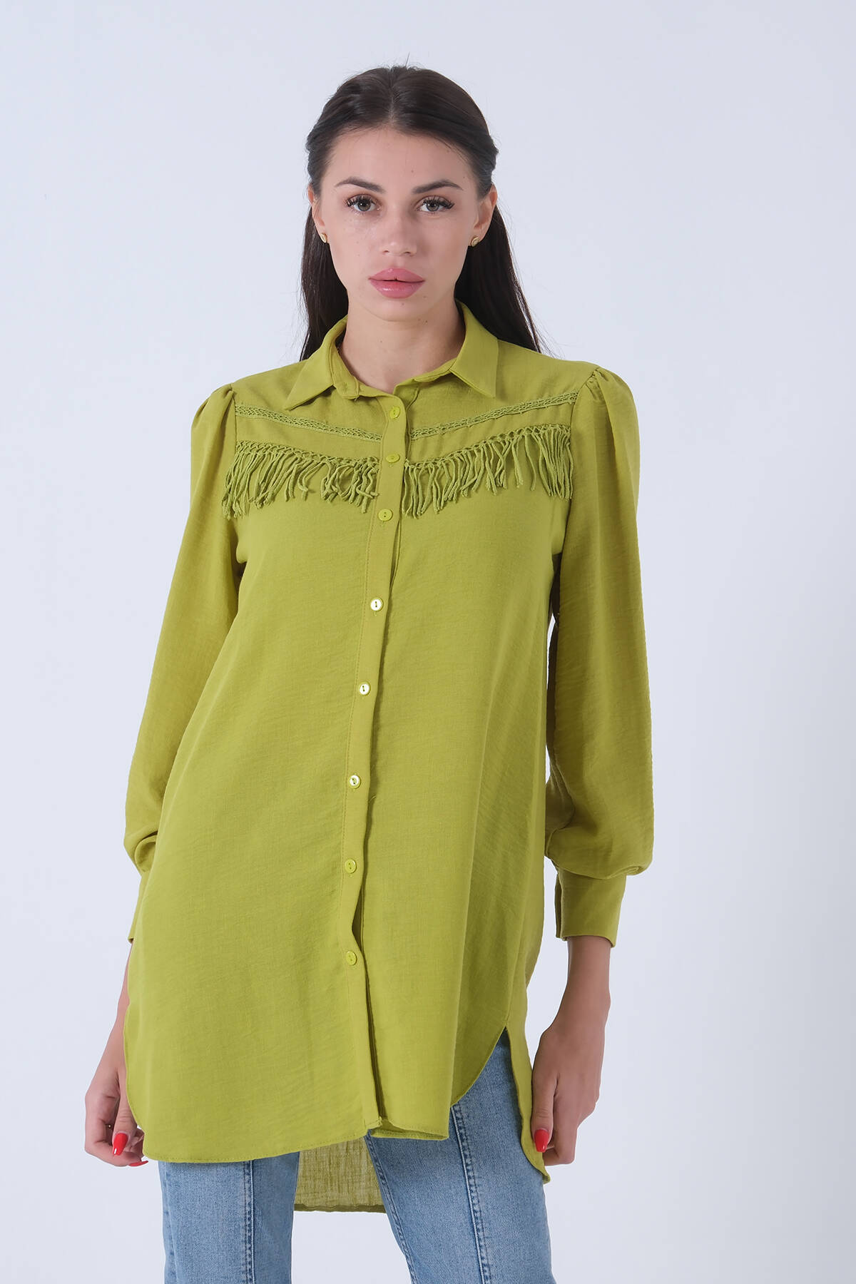 Fıstık Ön Göğüs İp Püskül Detaylı Tunik 0806189.22 - Ardanewline