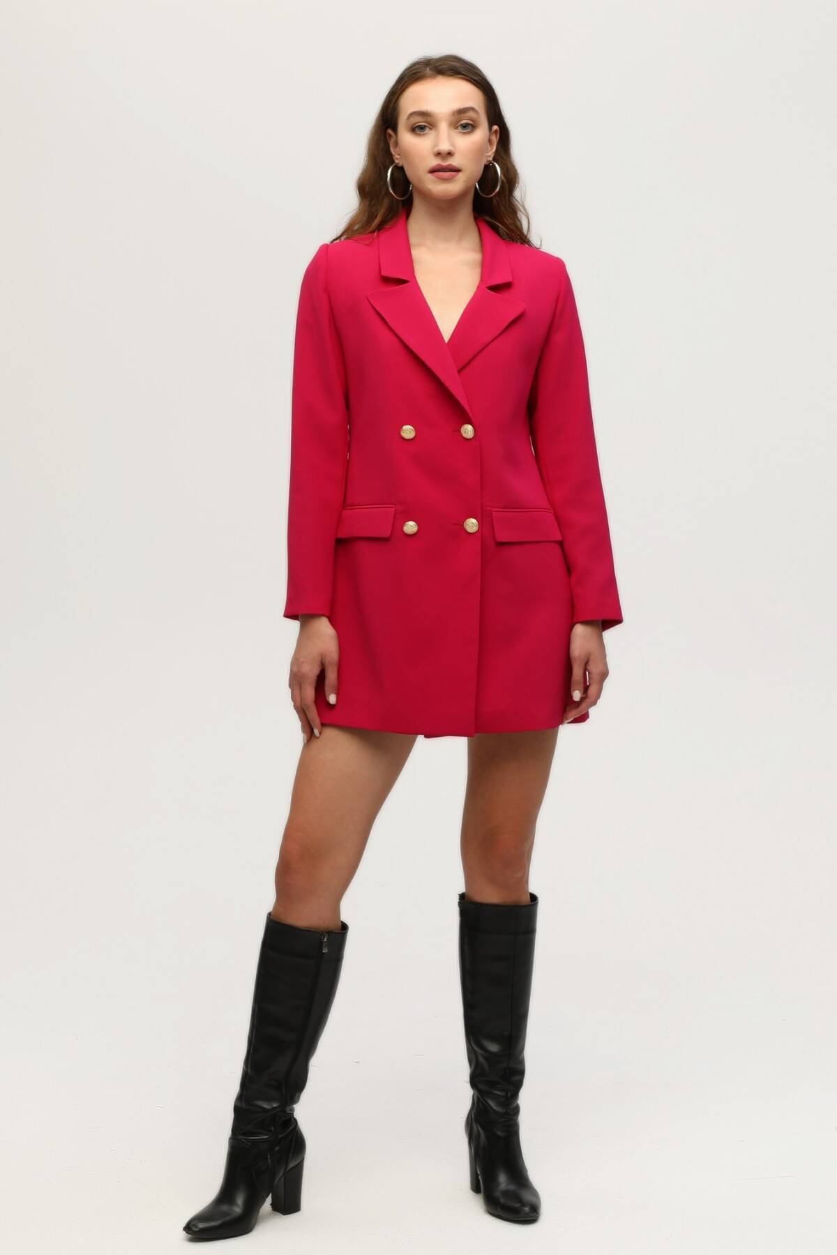 Fuşya Astarlı Düğme Kapamalı Blazer Ceket 0105123.12 - Ardanewline