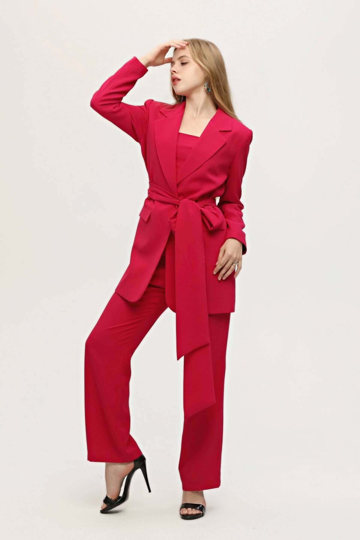 Fuşya Crop Pantolon Ceket Üçlü Takım 0106308.12 - Ardanewline (1)