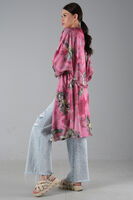 Fuşya Desenli Krep Kimono 0107129.12 - 4
