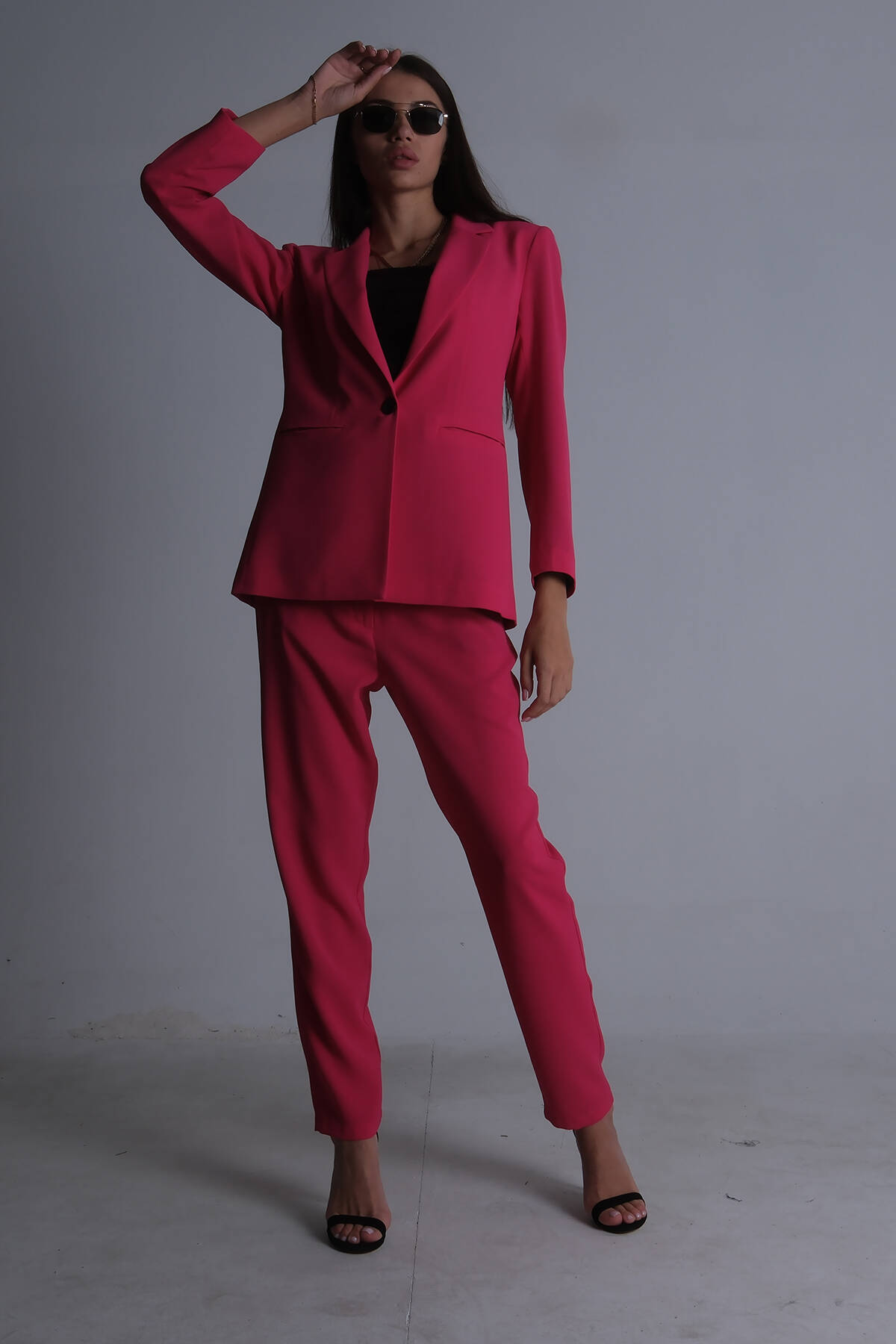 Fuşya Klasik Yaka Ceketli Takım 0106309.12 - Ardanewline