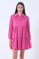 Fuşya Midi Boy Kısa Gömlek Elbise 41690003.12 - 4