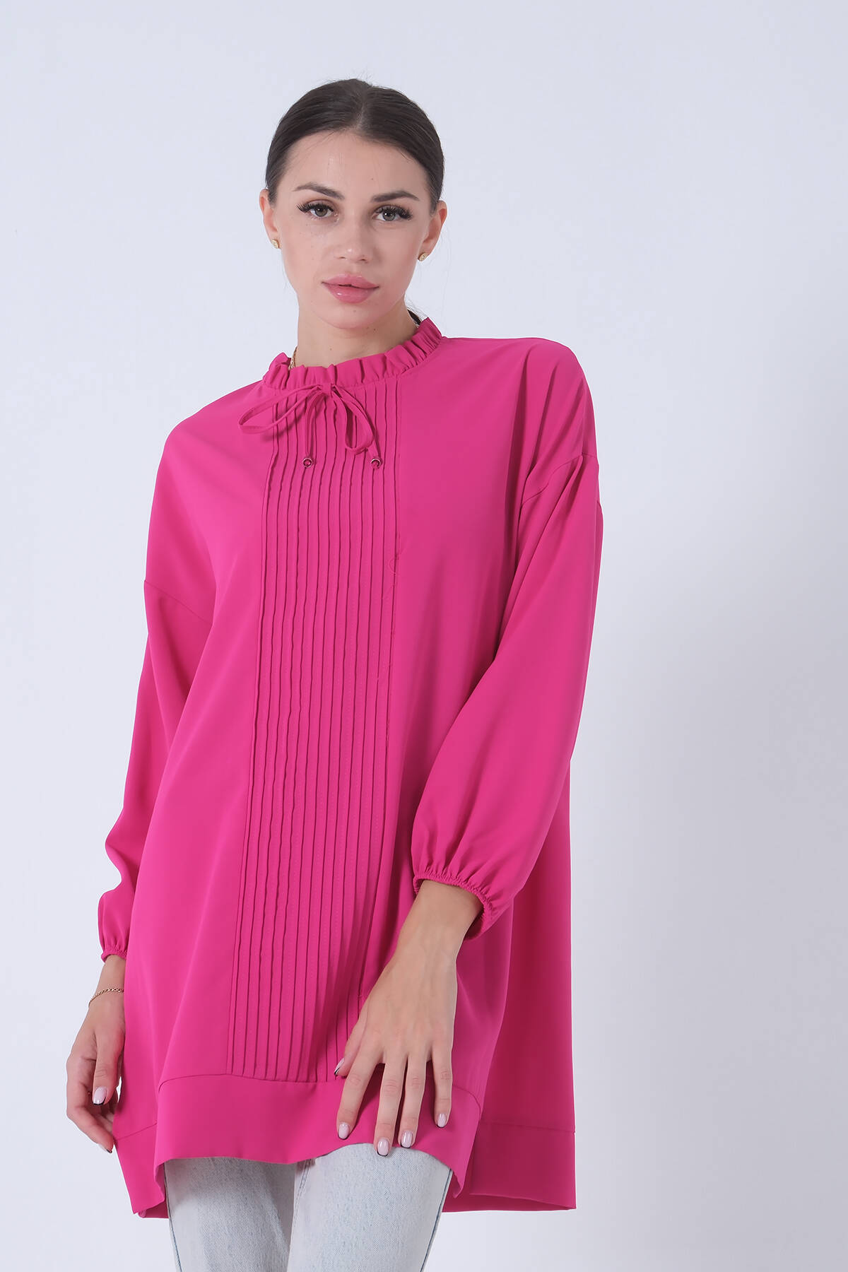 Fuşya Yakası Fırfırlı Tunik 0203192.12 - Ardanewline (1)