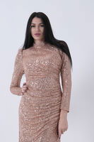 Gold Bisiklet Yaka Pul Payetli Yırtmaçlı Abiye 0801057.122 - 6