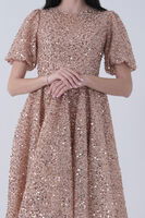 Gold Pul Payetli Midi Boy Kısakol Abiye 6502498.122 - 7
