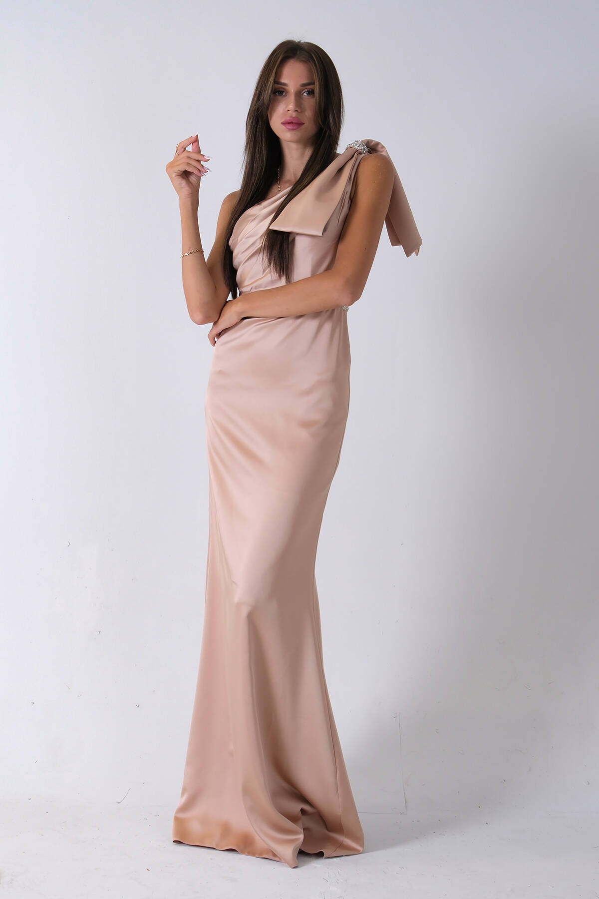 Gold Tek Omuz Drapeli Taş Detaylı Abiye 0801009.122 - Ardanewline