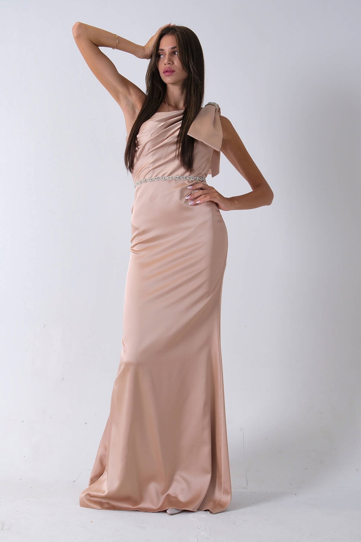 Gold Tek Omuz Drapeli Taş Detaylı Abiye 0801009.122 - Ardanewline (1)