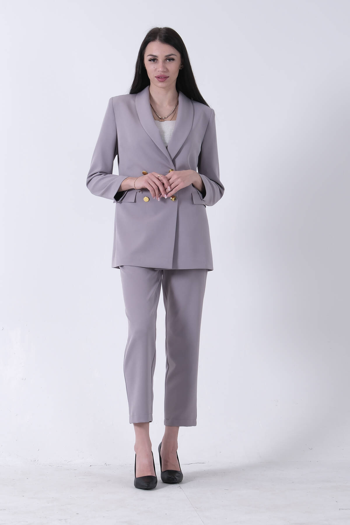 Gri Blazer Ceket Pantolon İkili Takım 0106305.06 - Ardanewline