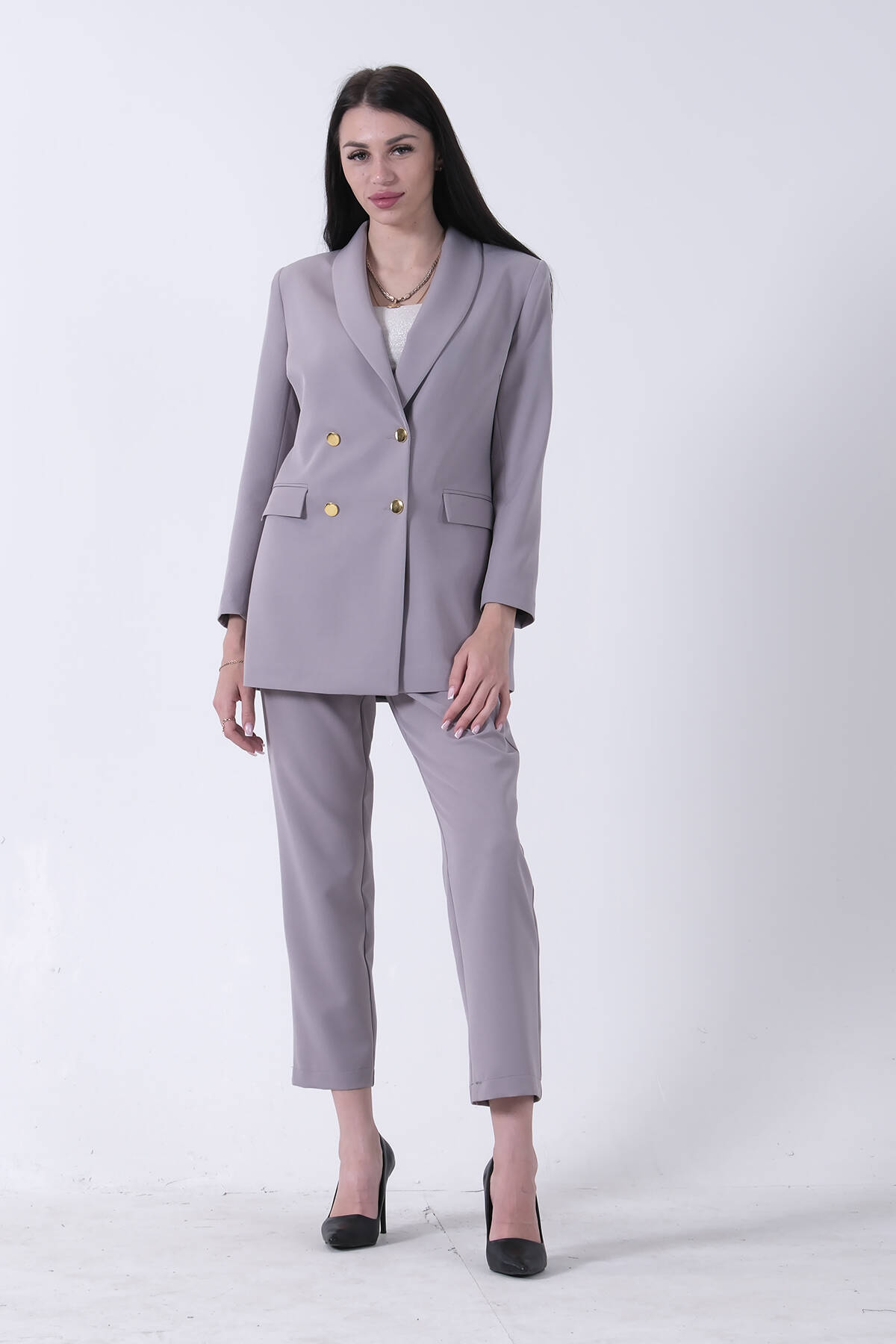 Gri Blazer Ceket Pantolon İkili Takım 0106305.06 - Ardanewline