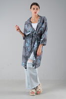 Gri Desenli Krep Kimono 0107129.06 - 2