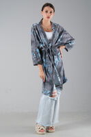Gri Desenli Krep Kimono 0107129.06 - 3